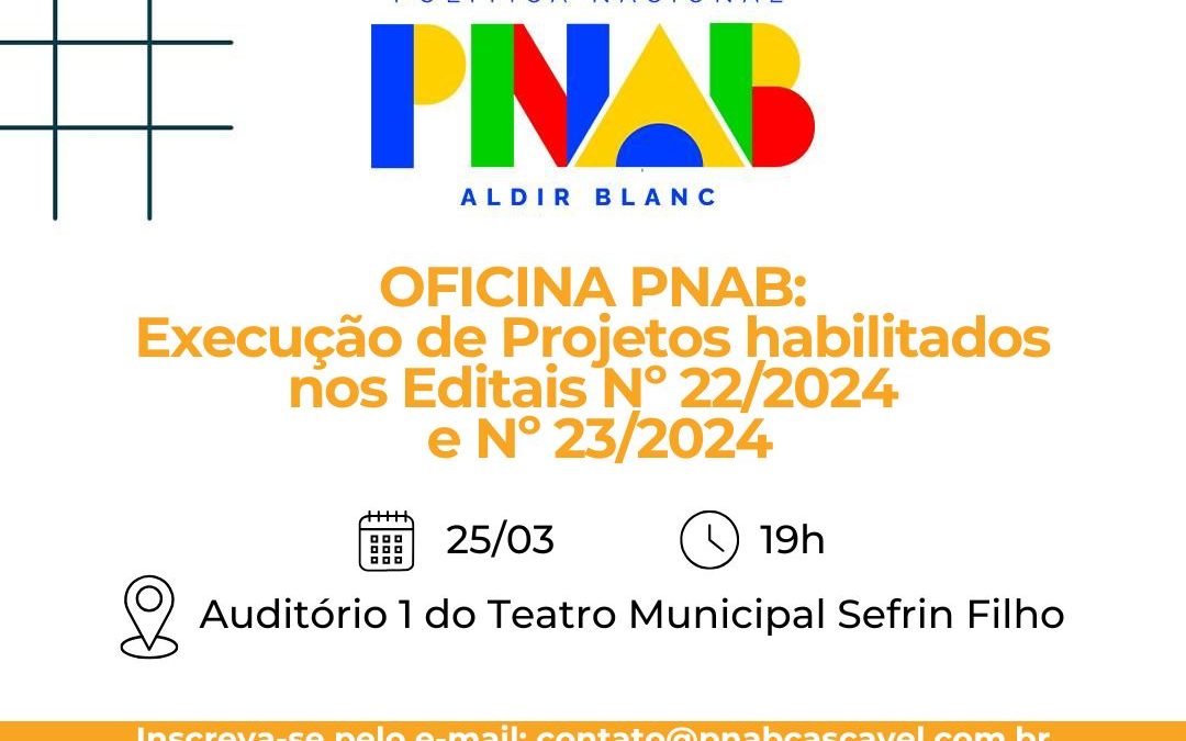 Oficina PNAB: Execução de projetos habilitados nos Editais nº 22.2024 e nº 23.2024
